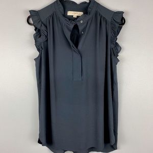 LOFT Ruffle Henley Shell Blouse